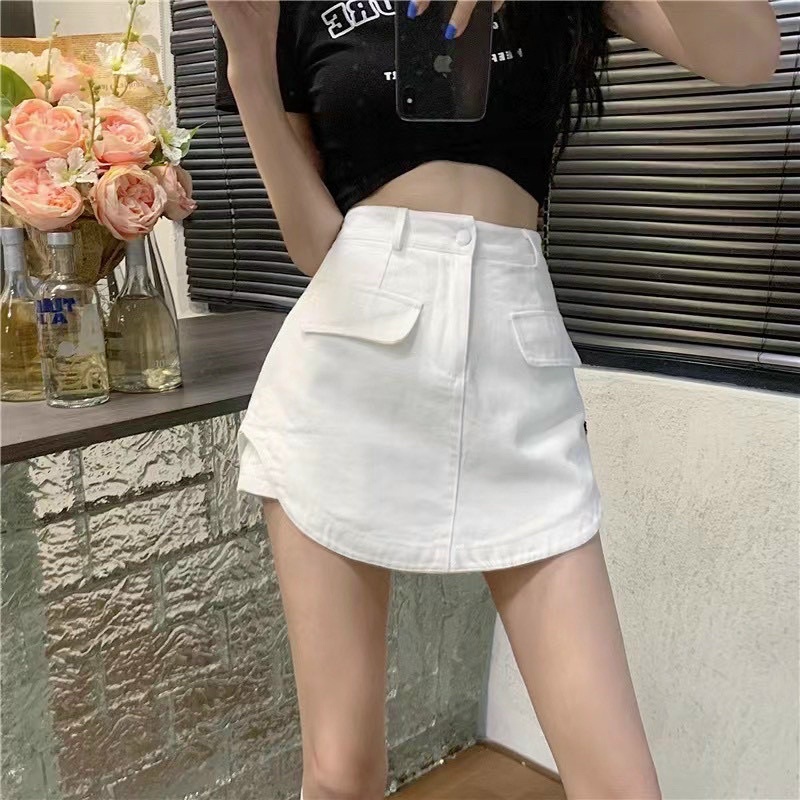 Quần Giả Váy Jeans Mềm Khoét Vạt Bầu Mã 821 , Quần Váy Bò Mềm Đủ Màu Hàng Quảng Châu Ảnh Thật Lemie By lekemqc