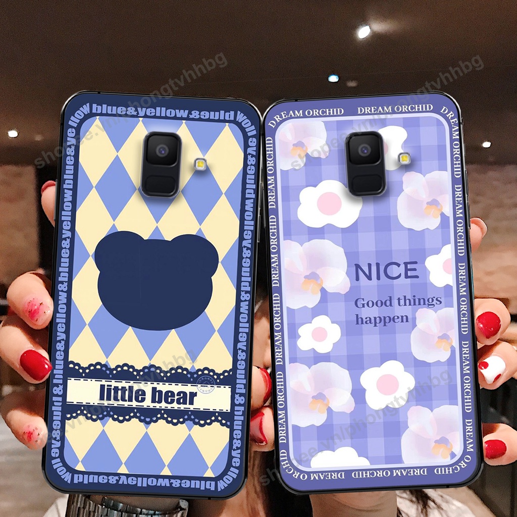 Ốp lưng Samsung A6 2018 / A6 Plus / A6+ in mẫu gấu bo viền , smile mặt cười cực cute đẹp