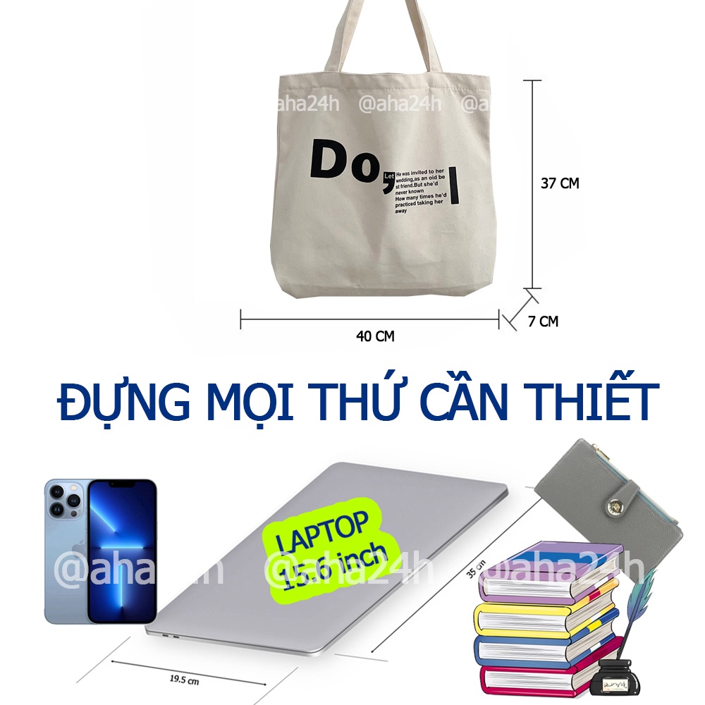 Túi tote canvas thời trang giá rẻ đeo vai đi học đi chơi in hình có khóa kéo