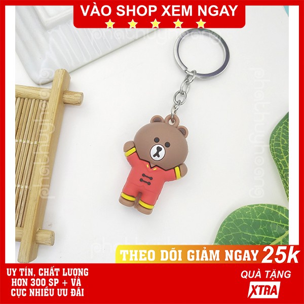 Móc khóa gấu Brown mặc áo đỏ ✅ FREESHIP  Có video thật  Móc khóa gấu Brown mặc áo đỏ dễ thương giá rẻ - Phát Huy Hoàng