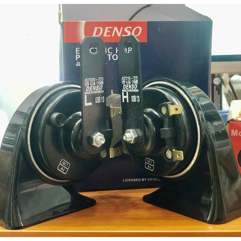 Chính hãng Denso - Cặp kèn sò Denso , còi sên Denso 12v + Tặng 4 Jack cắm kèn zin - Made in Indonesi