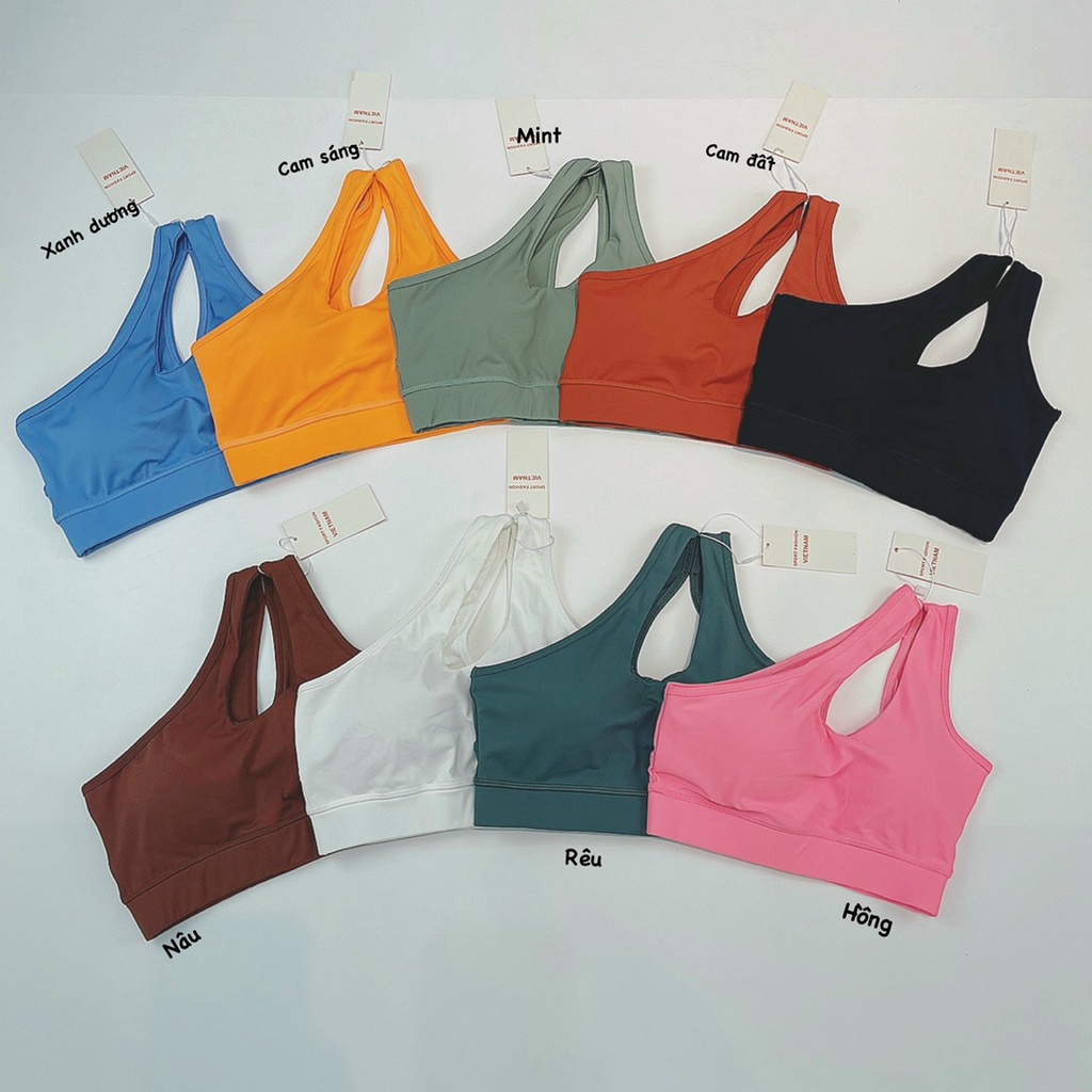 Đồ tập gym nữ, áo bra lệch vai thể thao kèm mút Bin Sports  A011