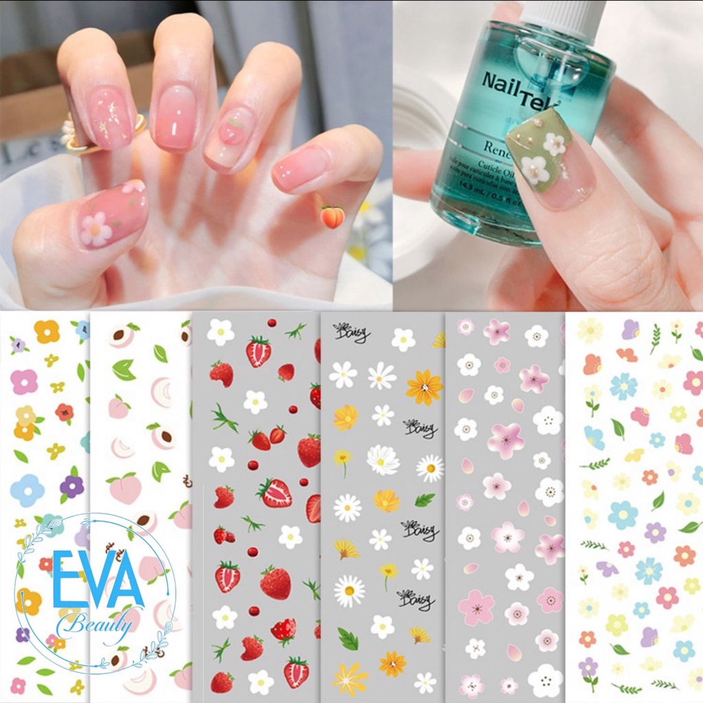 Sticker Dán Móng Tay 3D Dạng Decal Dán Chống Nước Hoạ Tiết Quả Đào Hồng Peach Cute  JO1234