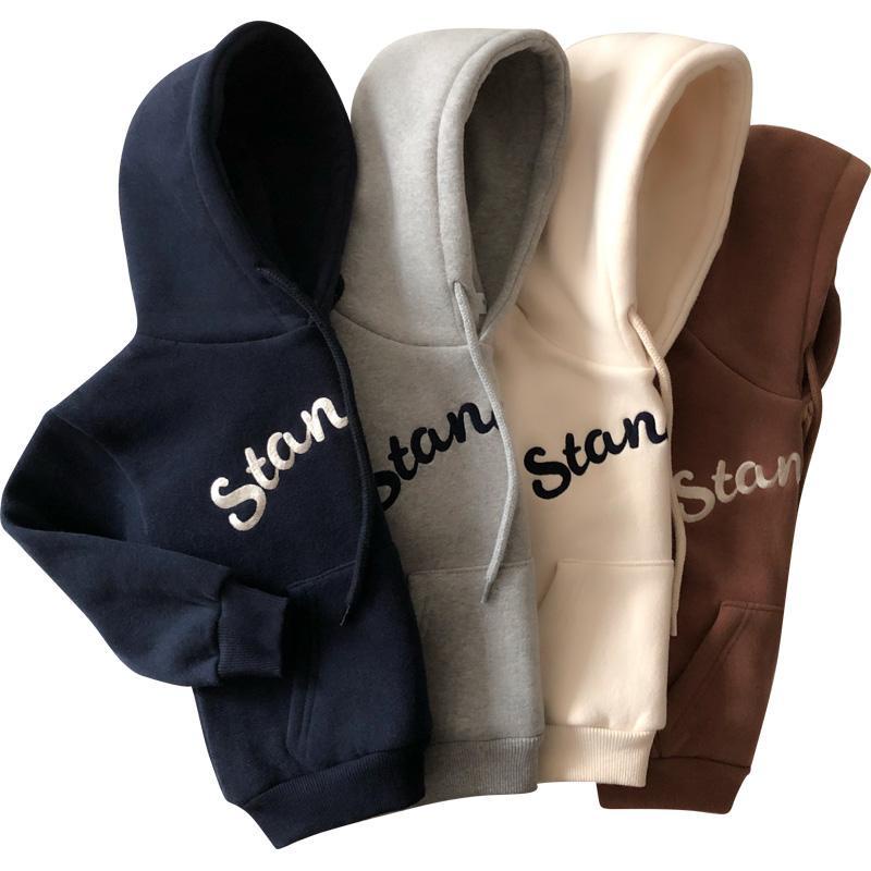 Áo Hoodie Cotton Tay Dài Dáng Rộng Màu Trơn Thời Trang Thu Đông Mới 2022 Dành Cho Bé