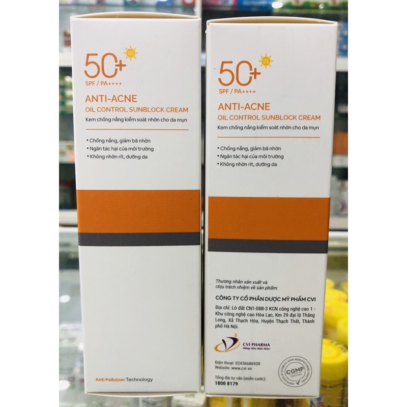 Kem chống nắng kiểm soát chất nhờn ANTI-ACNE OIL CONTROL SUNBLOCK CREAM - DECUMAR Advanced - 50 gram