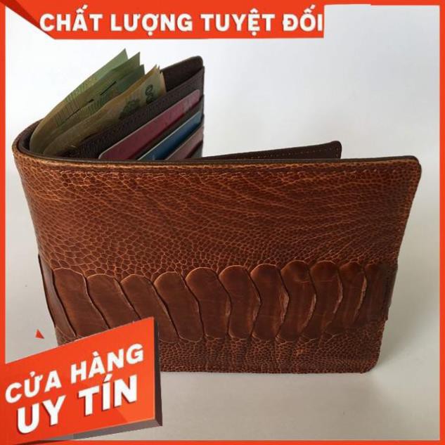 [ Da Cao Cấp 100% ] Bóp Ví Ngang Da Đà Điểu Sang Trong