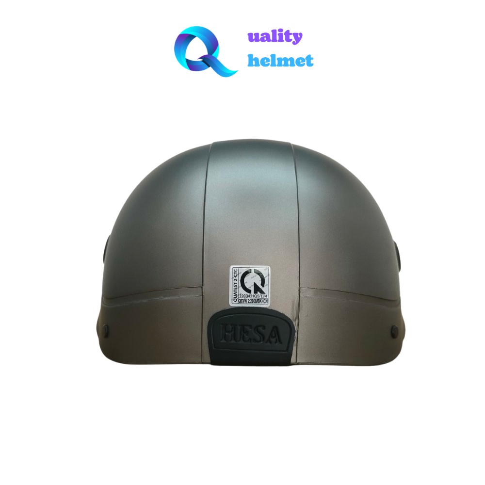 Mũ bảo hiểm nón sơn nửa đầu 1/2 cao cấp màu xám có lỗ thông gió hàng chính hãng