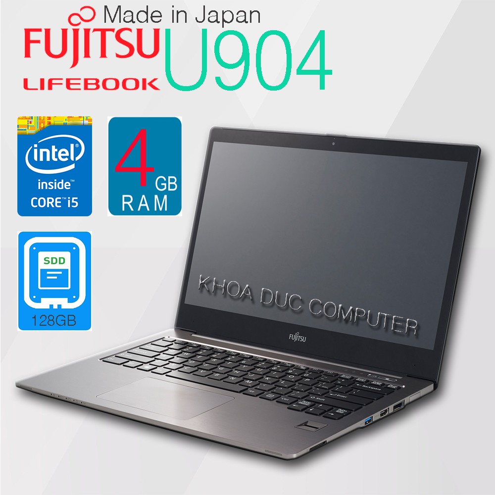 Laptop Nhật Bản Fujitsu U904 Core i5-4200U/10gb Ram, 256gb SSD, 14inch 3K độ phân giải, vỏ nhôm siêu mỏng nhẹ