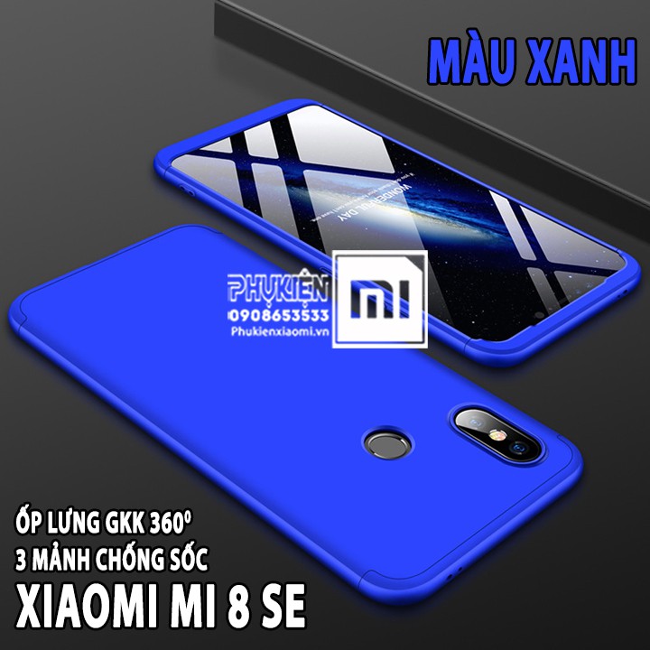 Ốp Lưng cho máy Xiaomi Mi 8 SE GKK 360 Độ  - Viền Màu, Full Màu