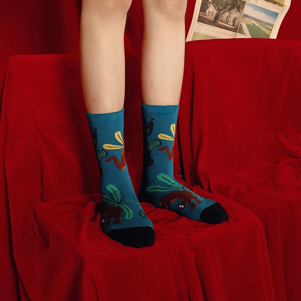 Vớ Cổ Cao Thoáng Khí Thấm Hút Mồ Hôi In Họa Tiết Graffiti Phong Cách Phương Tây Cho Nam