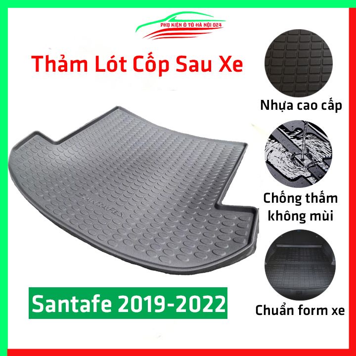 Thảm nhựa lót cốp Santafe 2019-2022 nhựa dẻo dày dặn đàn hồi tốt