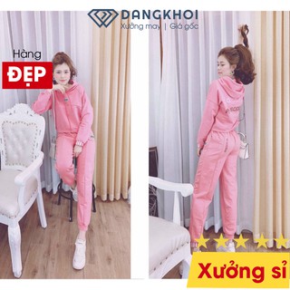 Đồ Bộ Thể Thao Nữ Mặc Nhà Thu Đông Cao Cấp Nỉ Da Cá