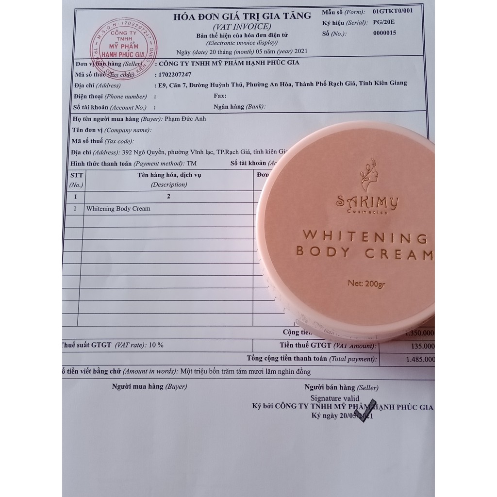 Kem body dưỡng siêu trắng da SAKIMY whitening body cream và ủ trắng SAKIMY (Hàng xịn) | BigBuy360 - bigbuy360.vn