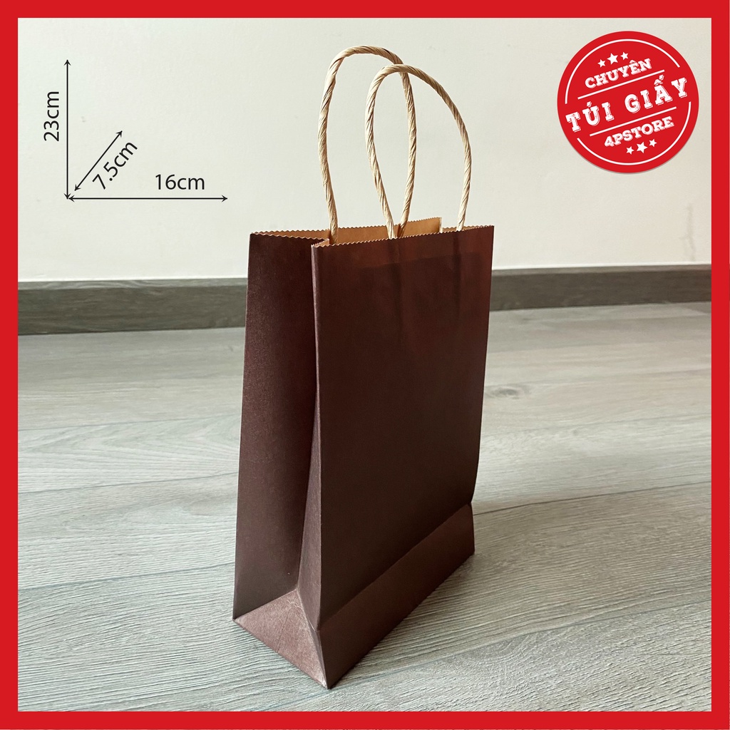 TÚI GIẤY KRAFT NÂU ĐẬM 16x23x7.5CM
