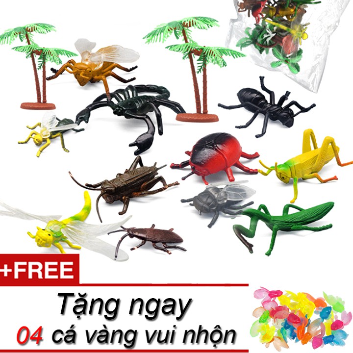 Bộ đồ chơi mô hình Côn Trùng bằng nhựa New4all Animal World cho bé khám phá thế giới động vật tặng 4 cá vàng sống động