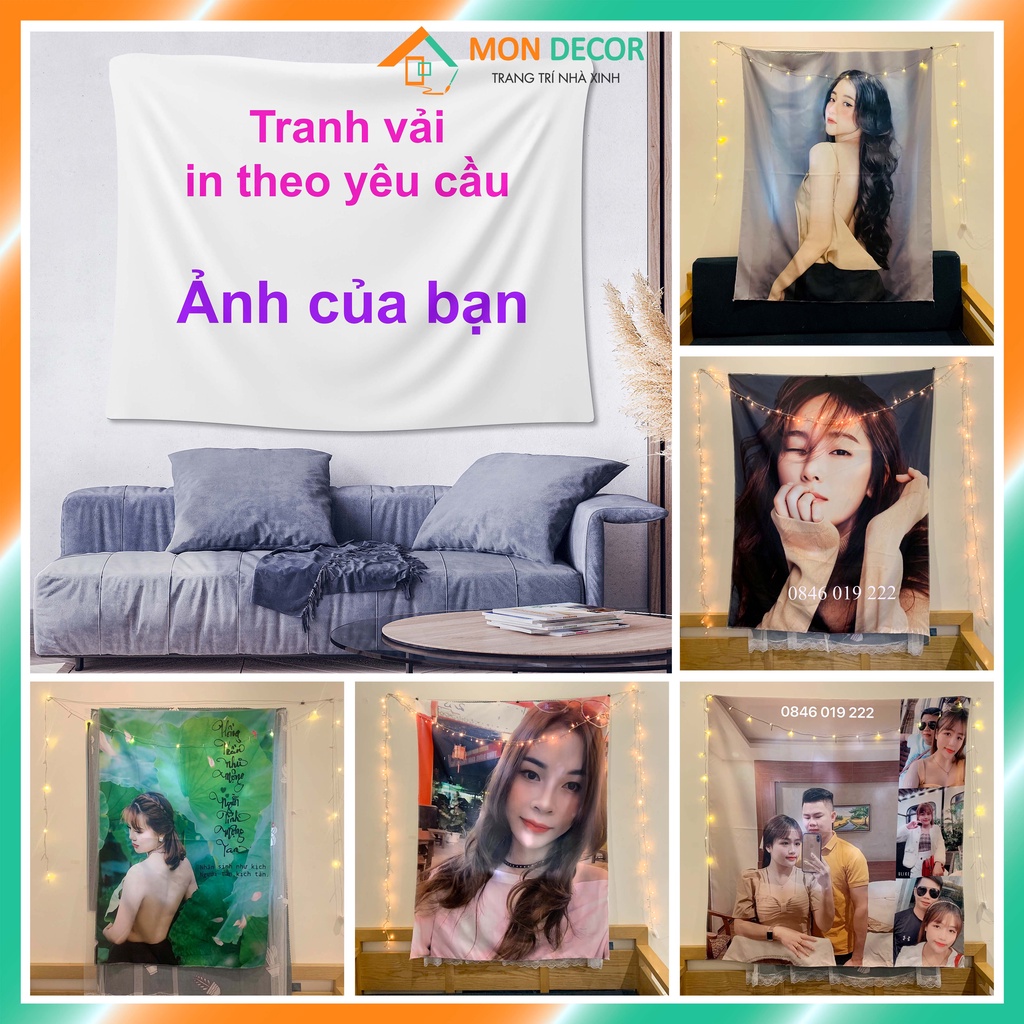 [RẺ NHẤT SHOPEE - IN XẤU HOÀN TIỀN] Tranh vải in theo yêu cầu [TẶNG móc dán+ đin] Thảm treo tường in ảnh cá nhân