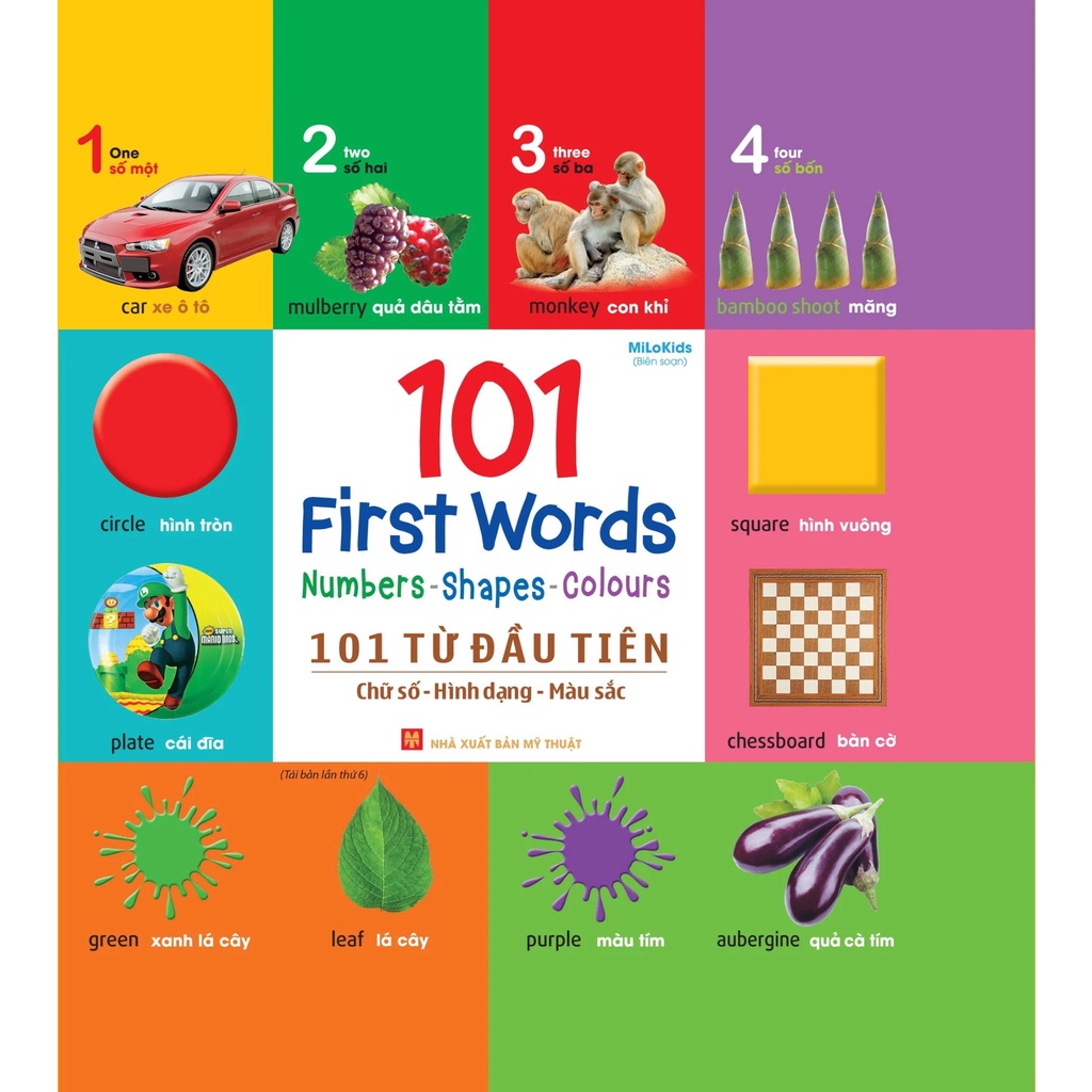 Sách: 101 Từ Đầu Tiên: Chữ số - Hình dạng - Màu sắc (Tái Bản 2022)