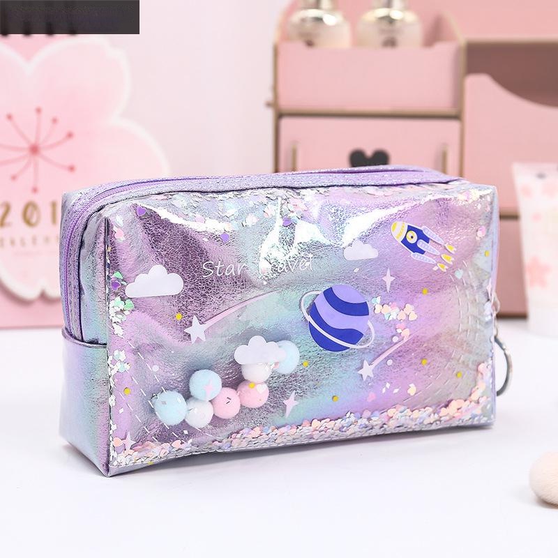 Túi Đựng Bút / Đồ Trang Điểm Sức Chứa Lớn Họa Tiết Ngôi Sao Lấp Lánh Tiện Dụng Cho Học Sinh
