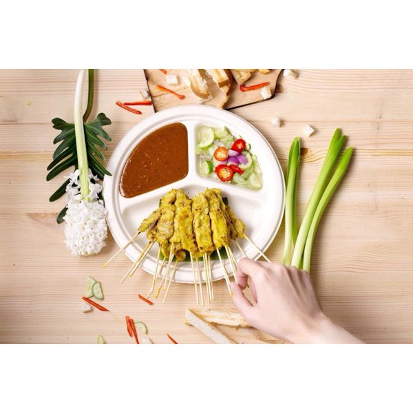 Đĩa Giấy Bả Mía 3 Ngăn  Grazc - 10 Cái/Xấp