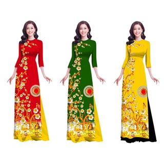 Áo Dài In 4D Hoa Mai Ngày Tết ( Không kèm quần) - QA00104