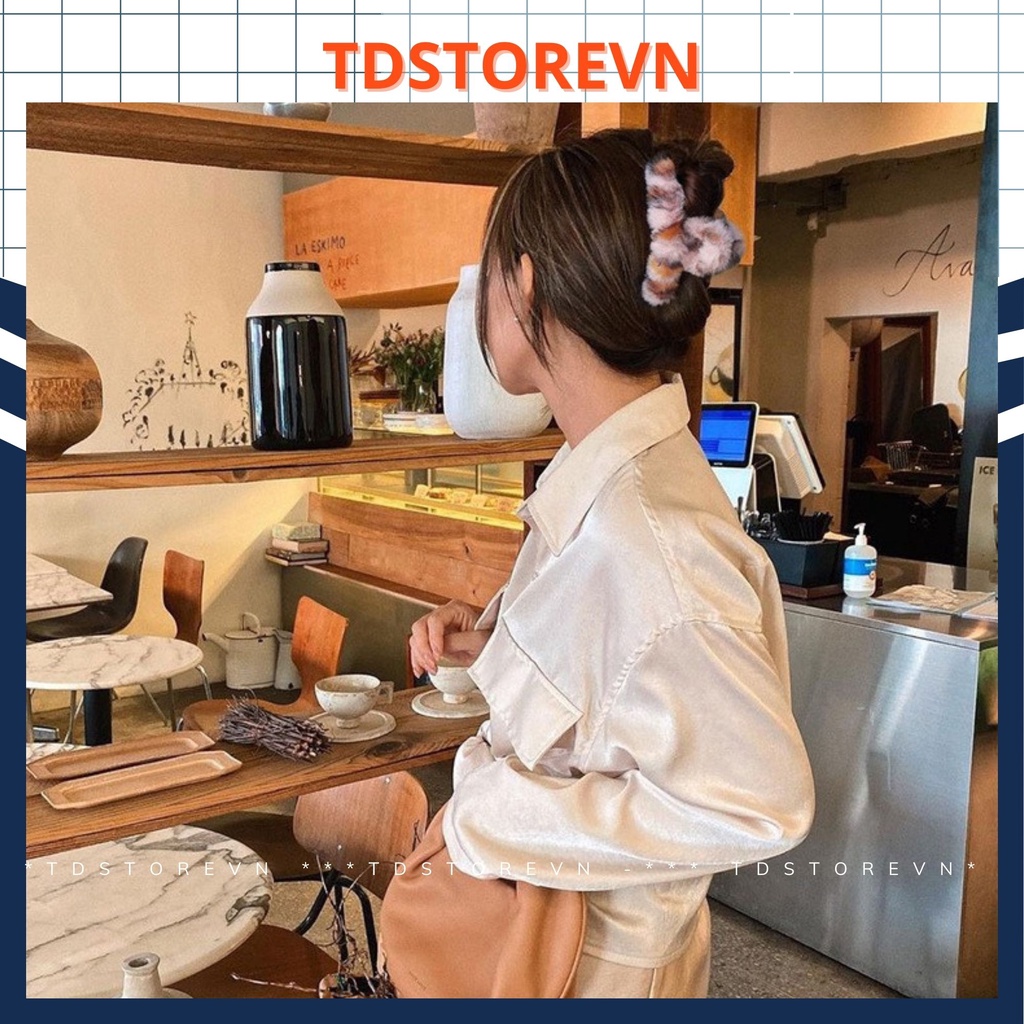 Kẹp tóc lông thỏ màu loang giả kiểu kẹp cua nhựa phong cách Hàn Quốc - TDSTOREVN TD88
