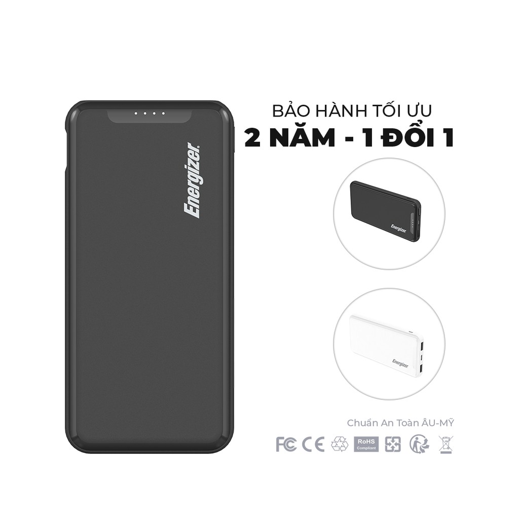 Combo pin dự phòng Energizer 10000mAh UE10052 + Cốc sạc Mophie 10W - Hàng chính hãng, Bảo hành 2 năm 1 đổi 1