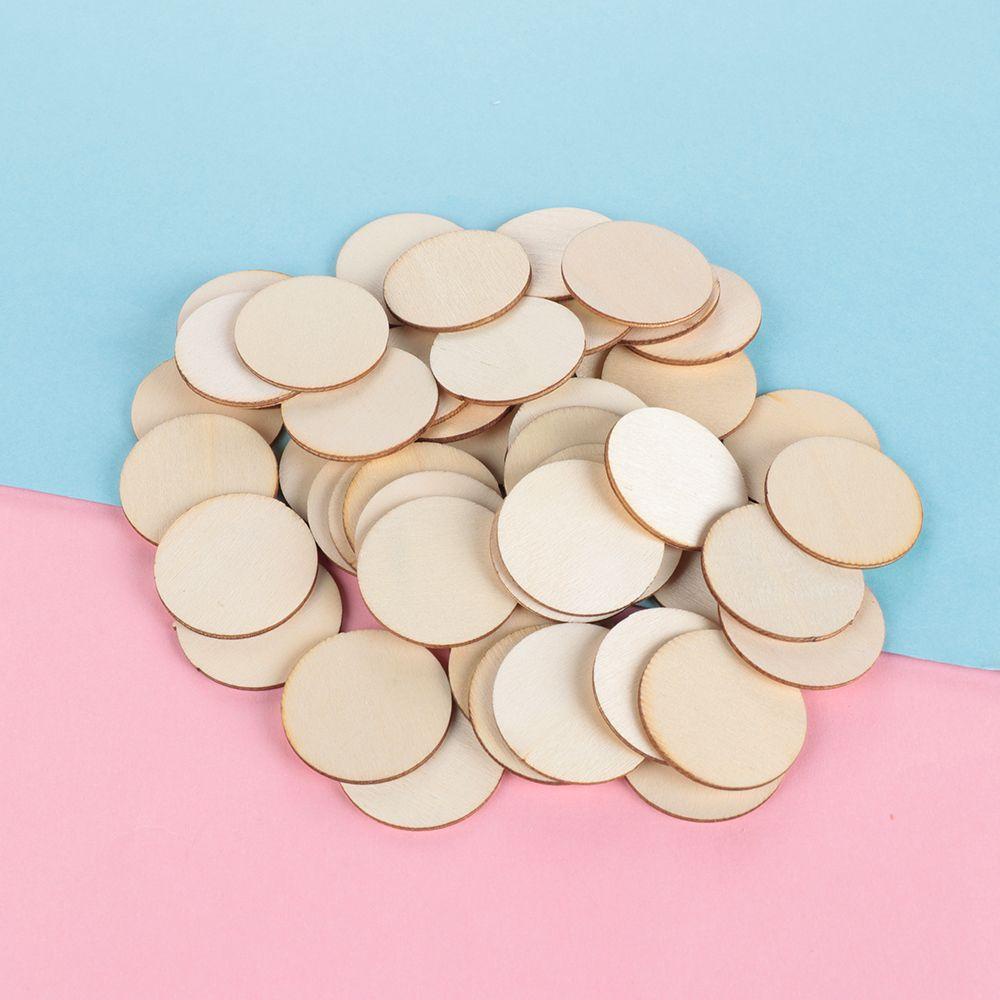 Bộ 50 Miếng Gỗ Tự Nhiên Hình Tròn Dùng Làm Đồ Thủ Công DIY