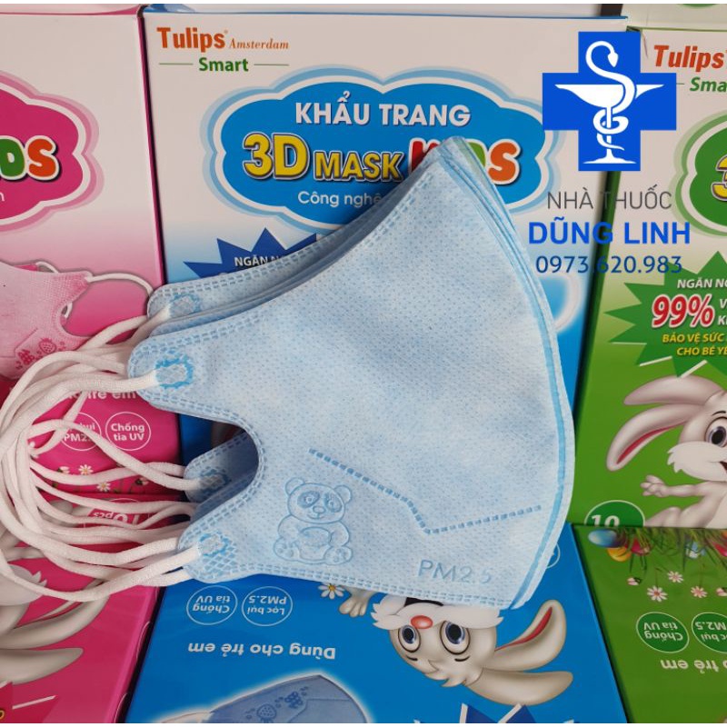 Khẩu trang 3D mask trẻ em Tulips Chính hãng sử dụng công nghệ dập Nhật (Kids Face mask 3d )