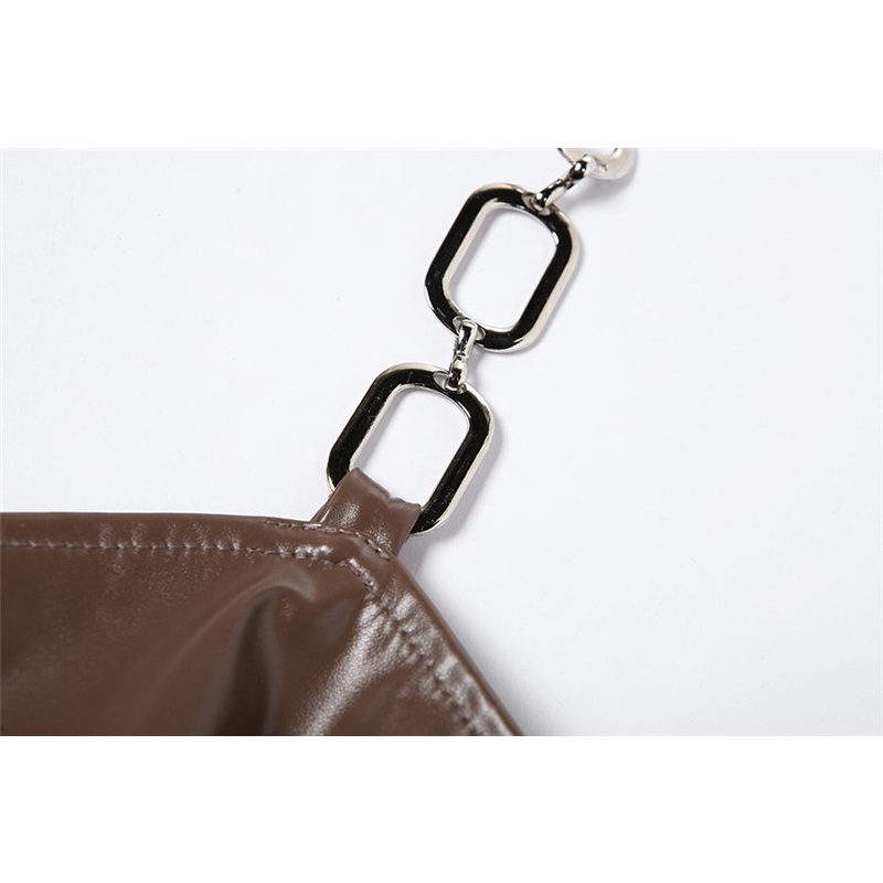 Áo tanktop DUNEA da PU hở lưng phối dây xích gợi cảm quyến rũ cho nữ