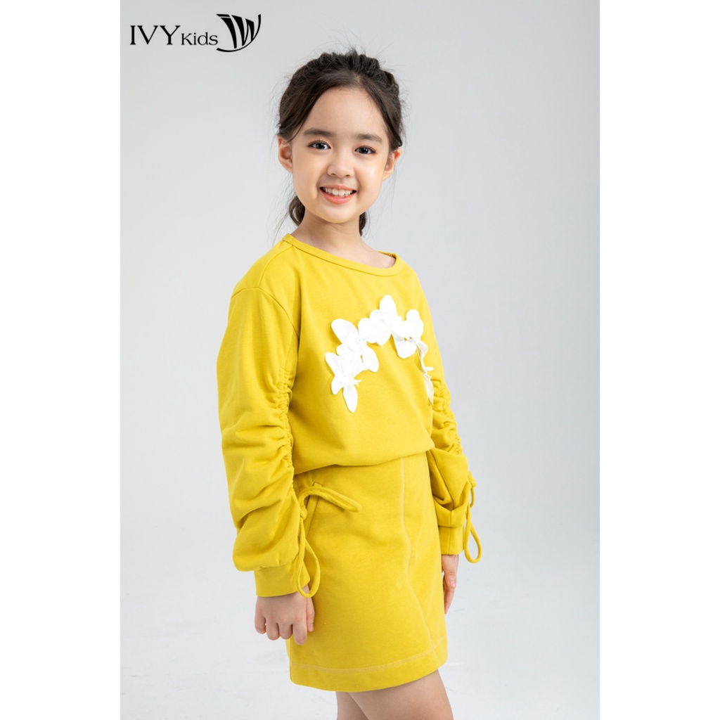 Áo thun bé gái đính hoa nổi IVY moda MS 58G1114