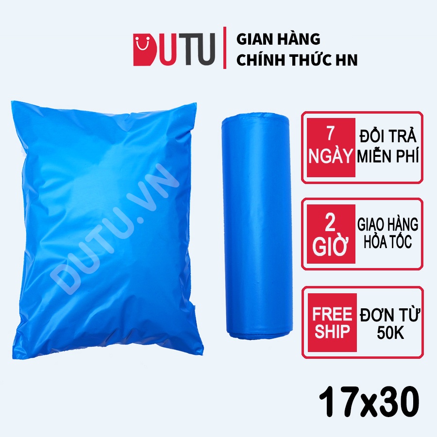 Túi Đóng Hàng Niêm Phong Có Sẵn Băng Keo Tự Dính, Siêu Dai, Tiết Kiệm Chi Phí Màu Xanh Blue Size 17x30