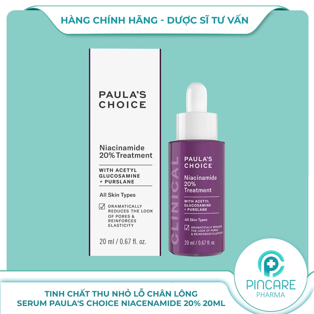 Tinh chất se khít lỗ chân lông Paula's Choice Clinical Niacinamide 20% Treatment 20ml -Hàng chính hãng-Nhà thuốc Pincare