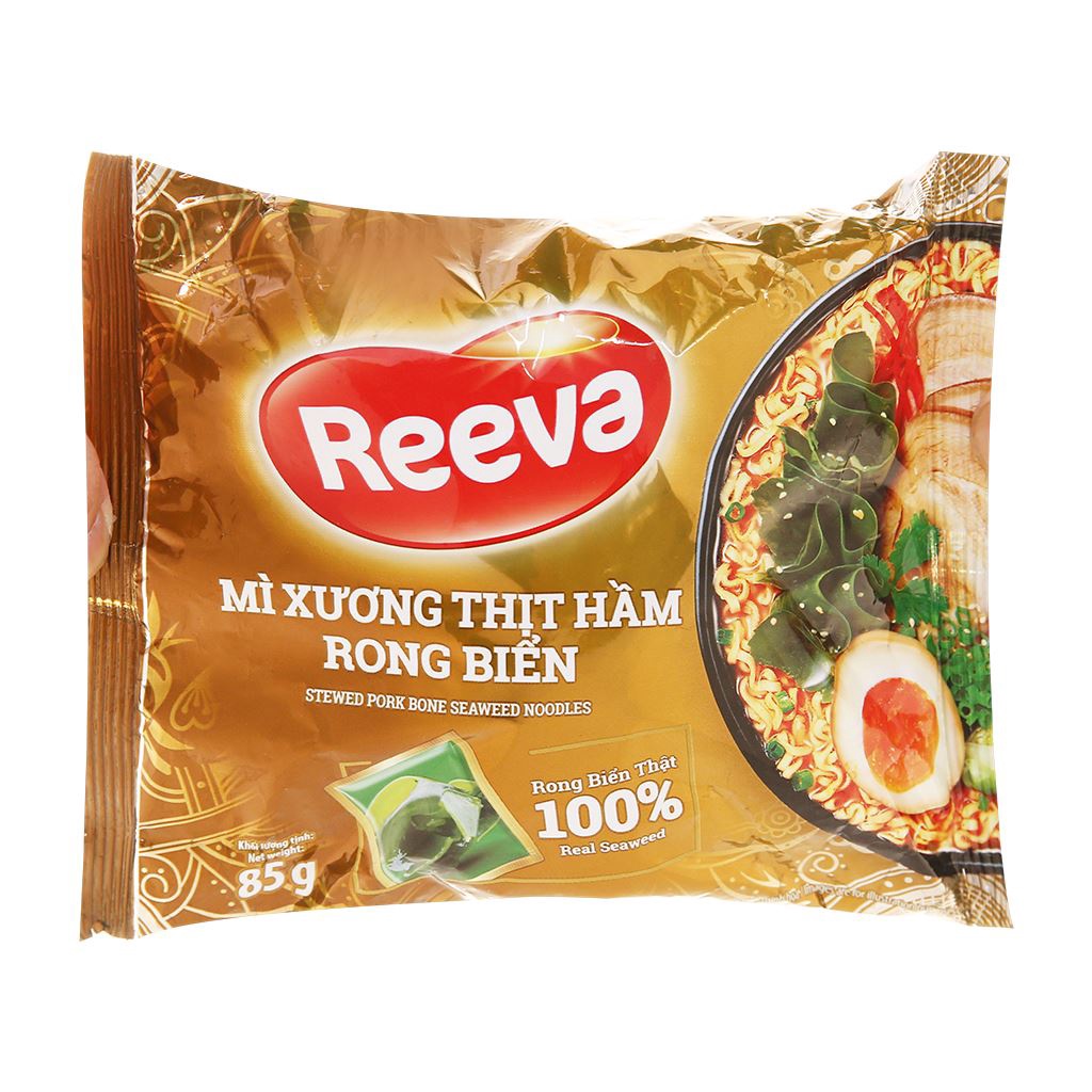 1 Gói Mì Reeva Lẫu Nấm Chua Cay/Xương Thịt Hầm Rong Biển 85g