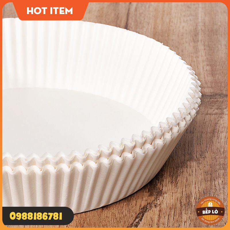 Giấy nến lót nồi chiên không dầu chống dính sử dụng một lần màu trắng vàng- set 50 tờ