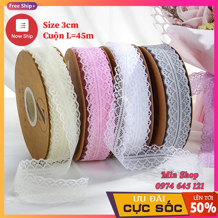 Ruy băng ren lưới bản rộng 3cm & 2.7cm  loại đẹp