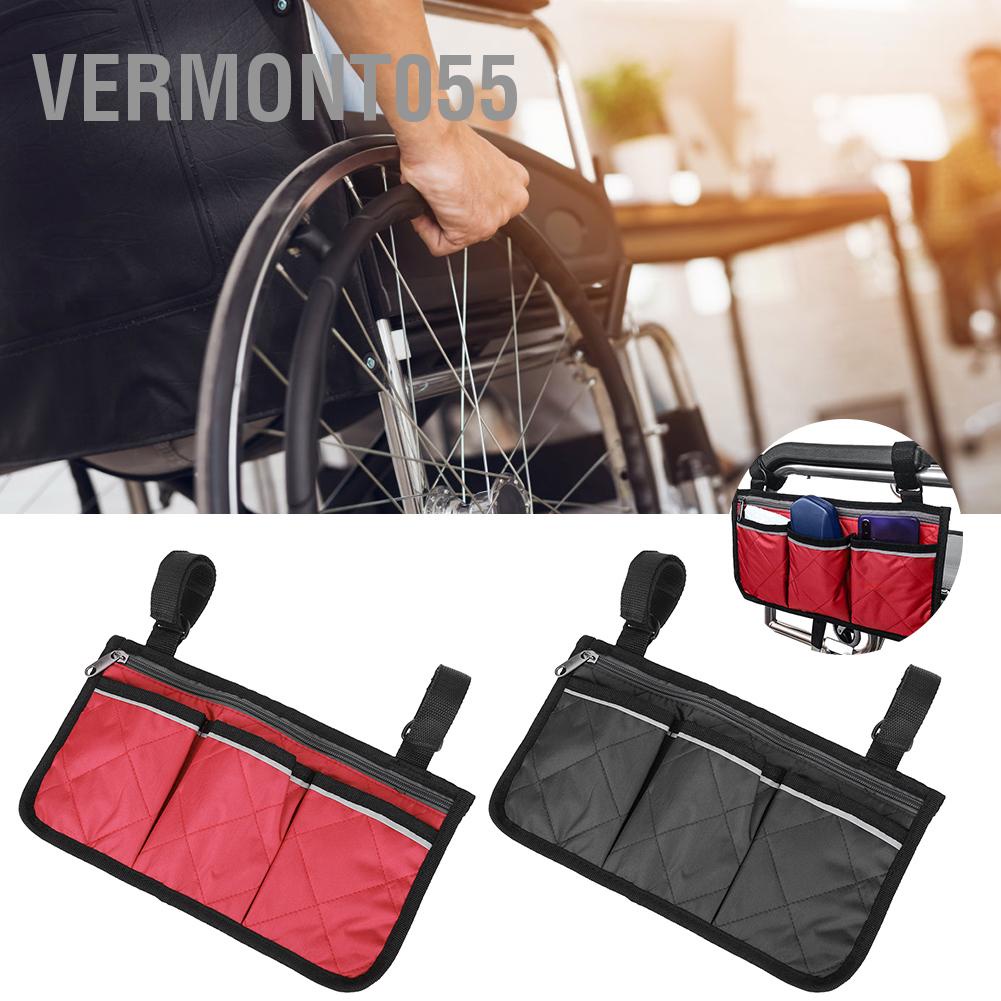 Vermont055 Multifunctional Wheelchair Scooter Armrest Side Bag Walker Hanging Pouch Storage Organizer