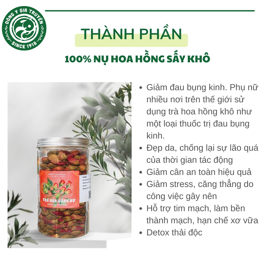Trà nụ hoa hồng Đông y gia truyền Thông Cát HCM - Thành phần nguyên chất, đẹp da, giữ gìn làn da tươi trẻ