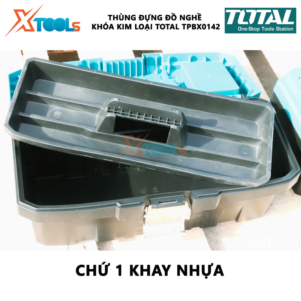 Thùng đựng đồ nghề TOTAL TPBX0142 | thùng đựng đồ nghề khóa kim loại tải trọng 10KG kích thước 356mm (14&quot;&quot;) *168mm (6,6&quot;