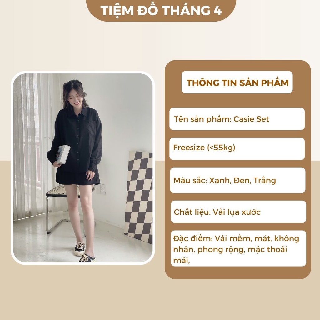 Set Nữ Đi Chơi Vải Xô Xước Không Nhăn Form Rộng TIỆM ĐỒ THÁNG 4 CASIE SET
