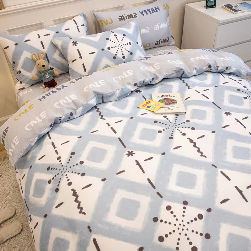 Bộ chăn ga gối ga giường cotton living trần chăn hè cao cấp (chát chọn mẫu)