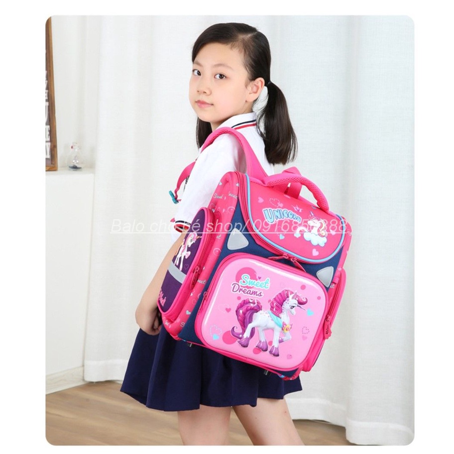 Balo chống gù mẫu cao cấp cho bé trai và bé gái tiểu học, Ba lô cho bé nam nữ cấp 1, cặp sách đi học siêu nhân công chúa
