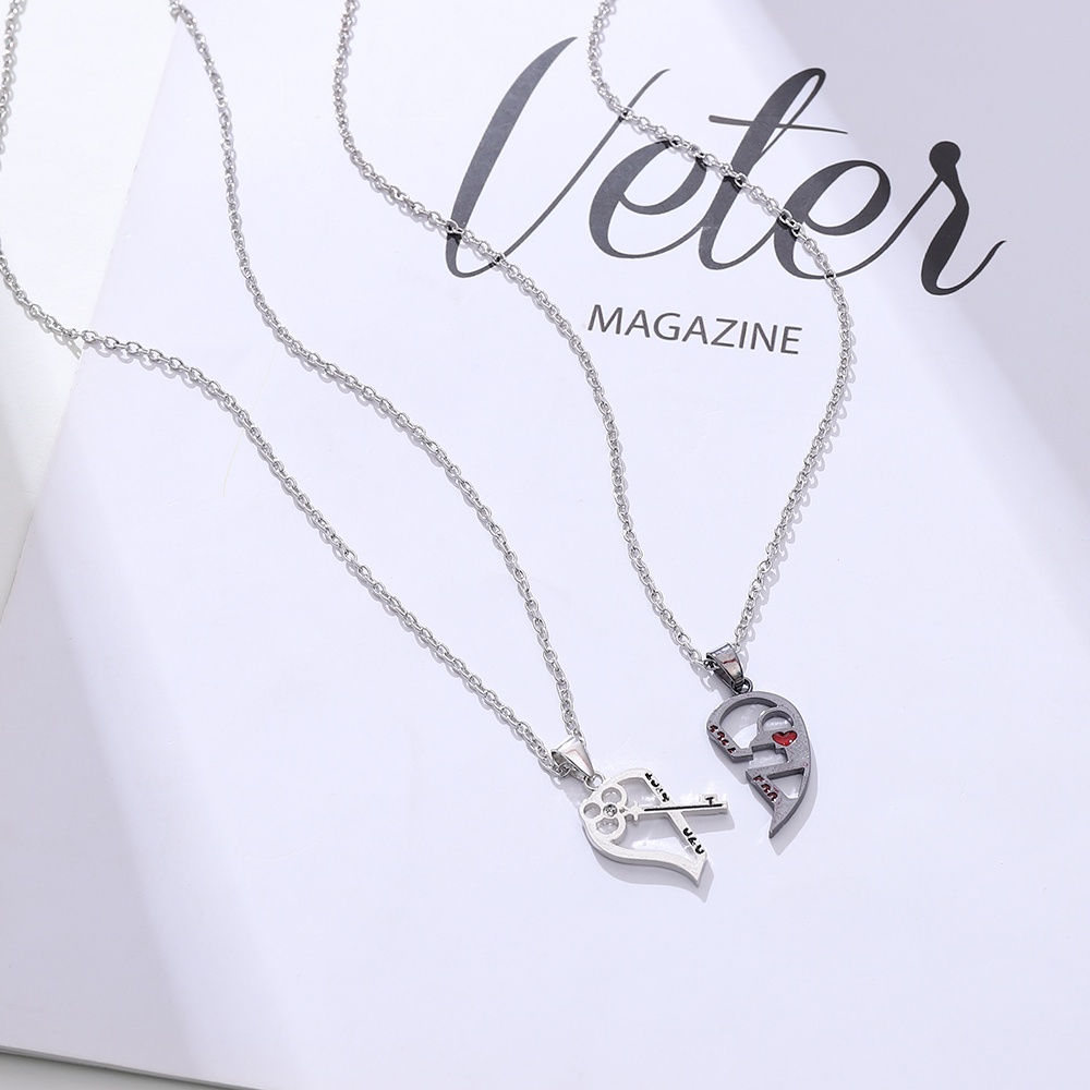 1 Cặp Vòng Cổ Choker Kết Hợp Mặt Dây Chuyền Khắc Chữ Phong Cách Punk 520 Cho Cặp Đôi