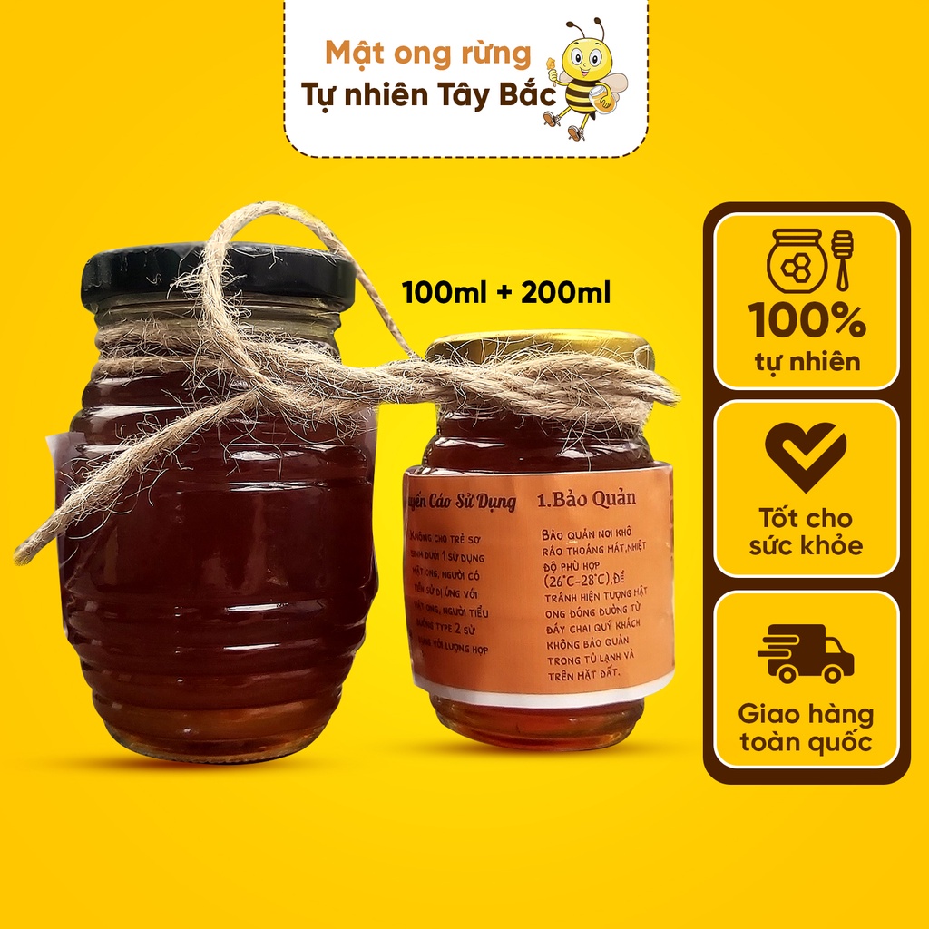 Combo mật ong rừng Tây Bắc nguyên chất lọ 100ml & 200ml giúp bổ ...