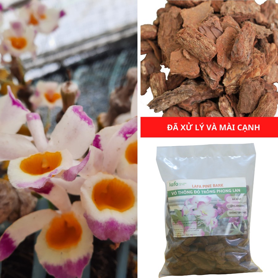 Vỏ thông đỏ trồng hoa lan đã xử lý LAFA PINE BARK túi 1kg