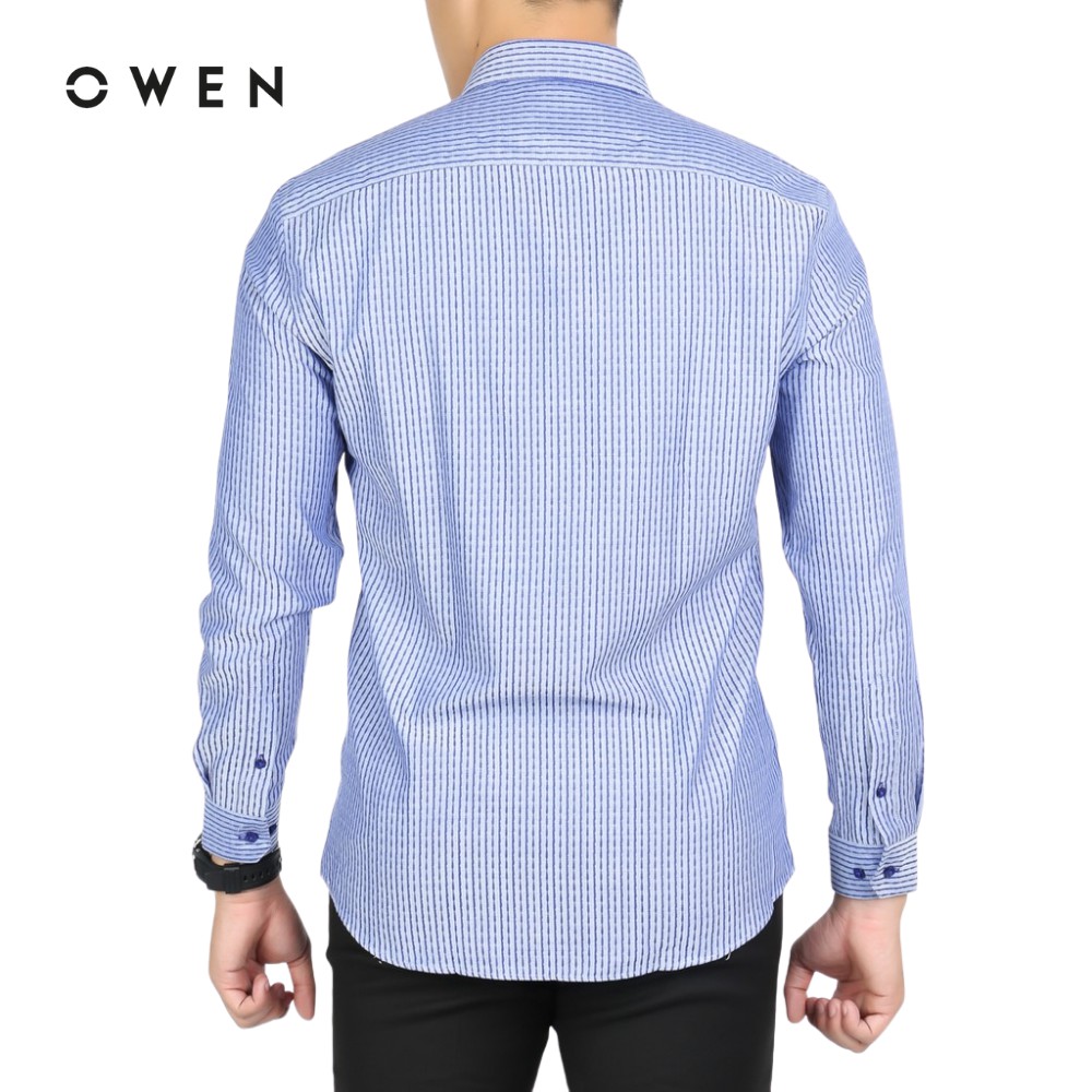 Áo sơ mi nam dài tay Owen chất Bamboo dáng Regularfit màu tím sọc dọc - AR91462DT