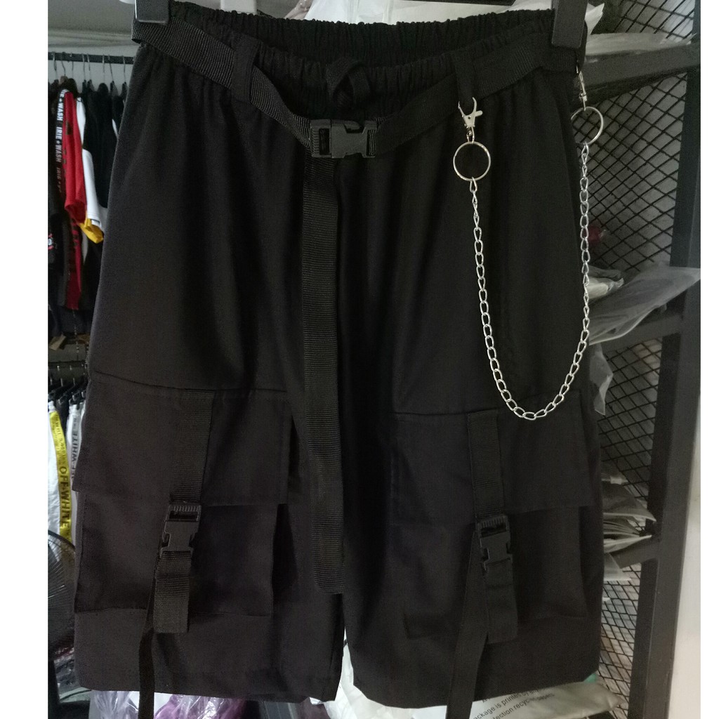Quần short túi hộp phối xích thắt lưng  Size M -2XL ( có ảnh thật và clip review )