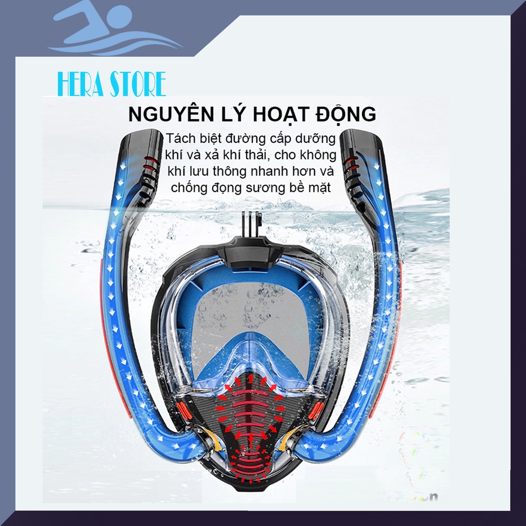Mặt nạ lặn biển fullface 2 ống thở STORE HERA MNL01