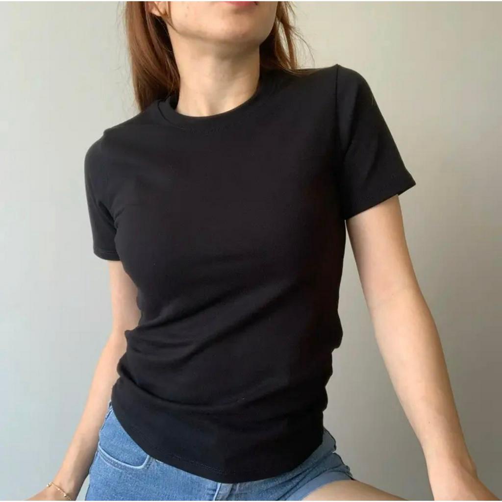 Áo Thun Gân Tăm Nữ Bigsize Dễ Thương ESHOP Thời Trang Bigsize Áo Phong Trơn Tay Ngắn Kiểu Dáng Basic Đẹp Cá Tính
