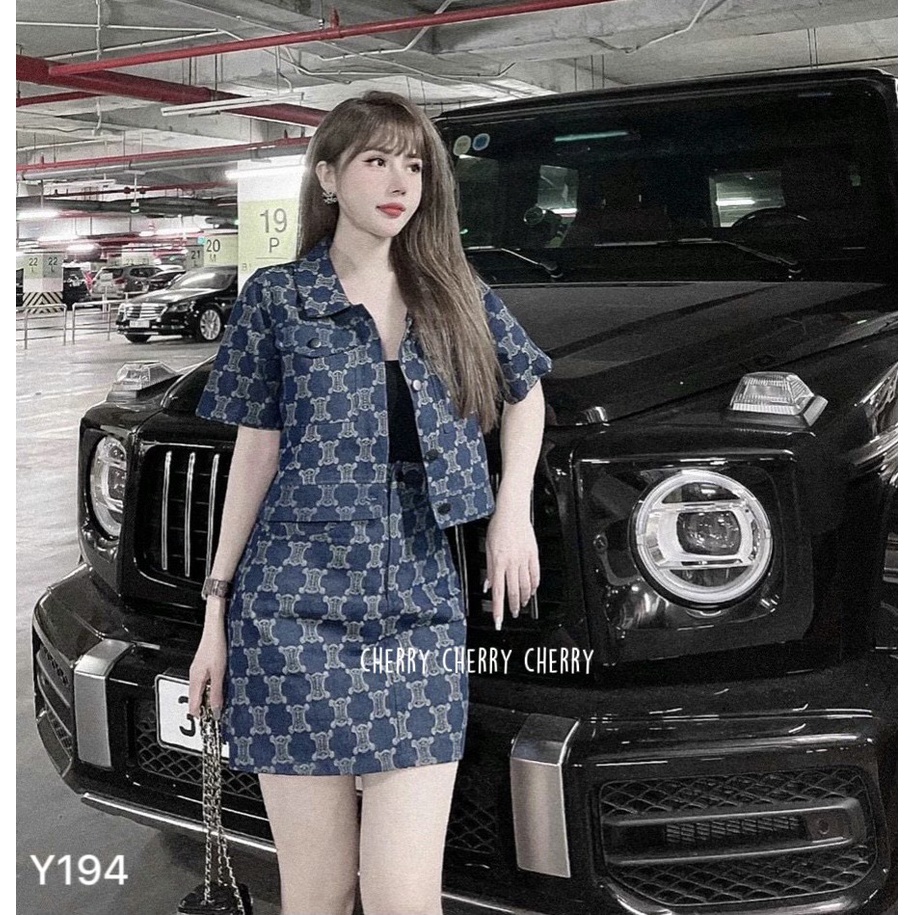Sét áo+váy bò chữ A Y194