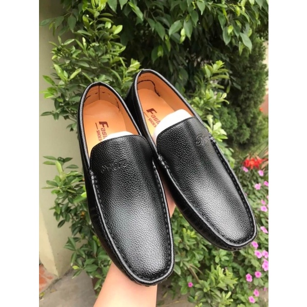 Giày lười da bò dập nỗi đế khâu chắc chắn,giày mọi da mềm Full hộp tặng vớ